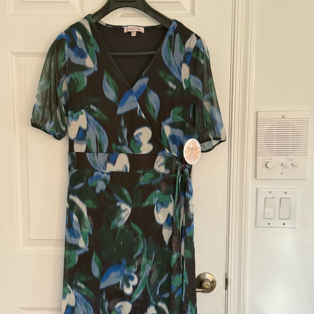 Harlow & Rose Green and Blue Short Sleeve Dress Nwt - Picture 12 of 16